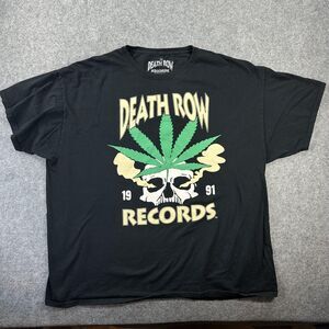 Death Row Records Shirt Mens 3XL Black Weed Leaf Skull Graphic 420 Hip Hop Tee